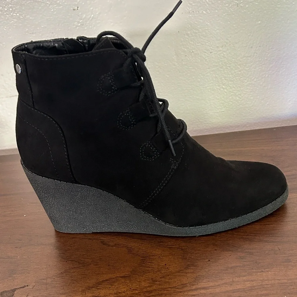 Style &co  Black Lace-Up Wedge Boots